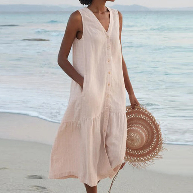 Women's Casual V-Neck Summer Maxi Dress