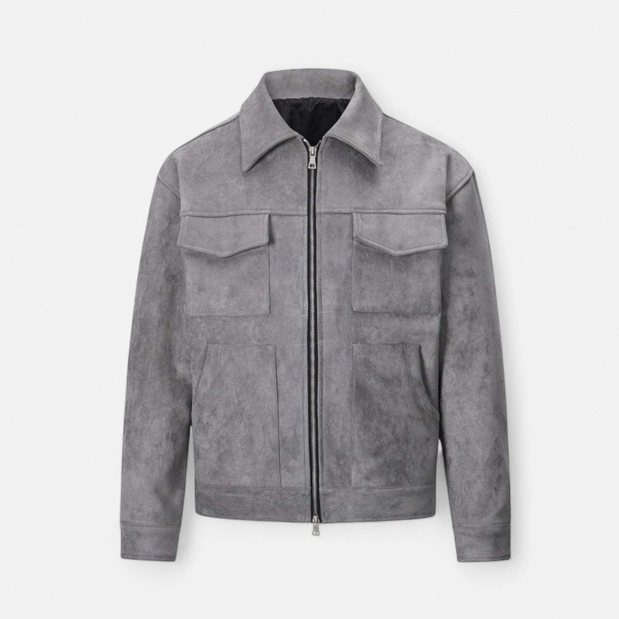 Men’s Trucker Jacket | Zip Front Casual Jacket With Chest Pockets