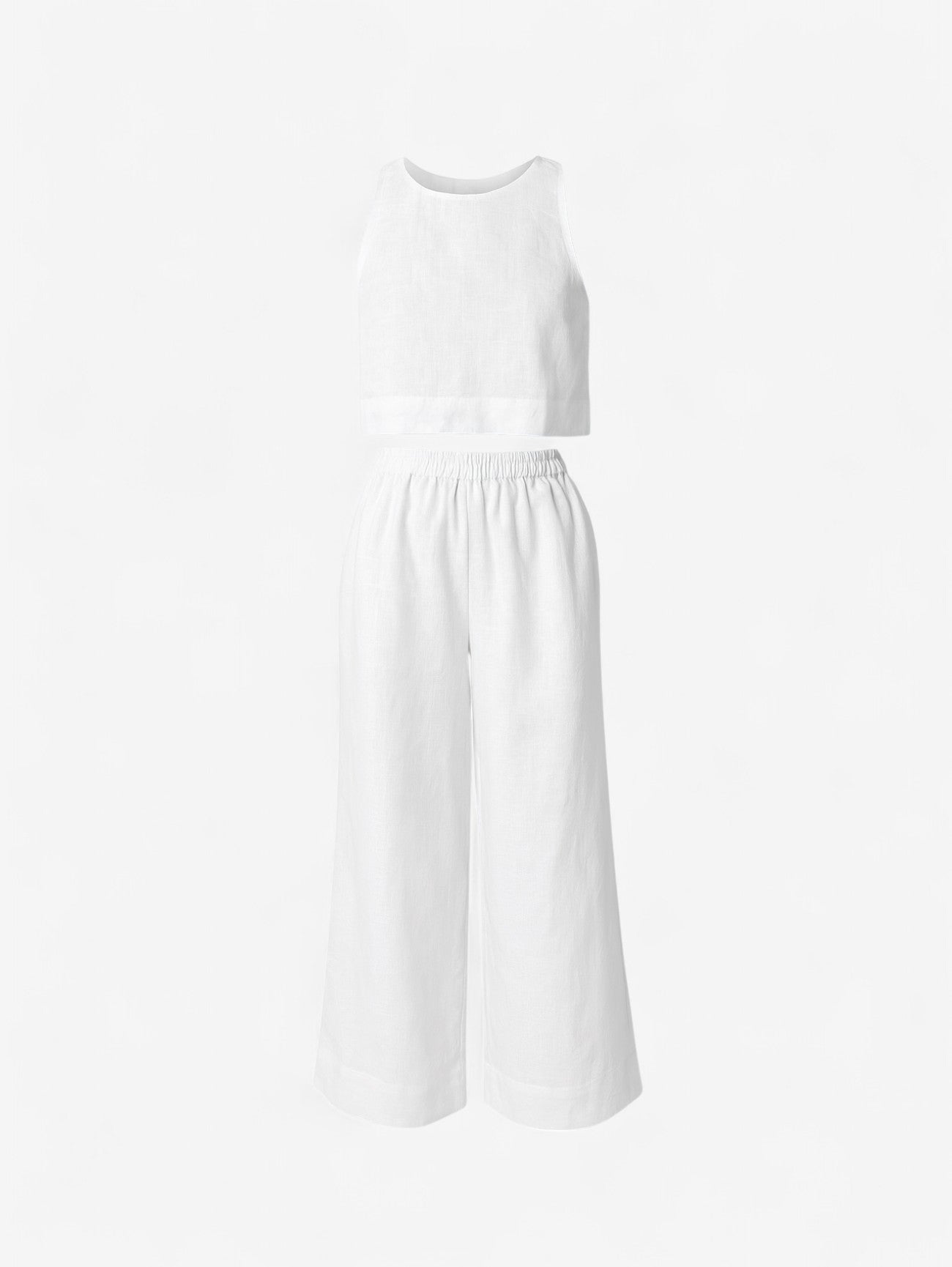 Women’s Sleeveless Crop Top and Wide Leg Pants Set