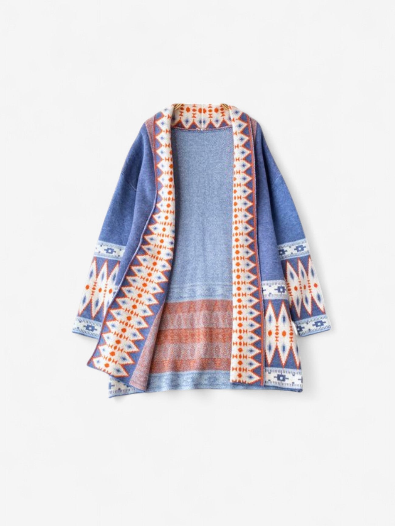 Women's Aztec Knitted Open Front Cardigan Sweater