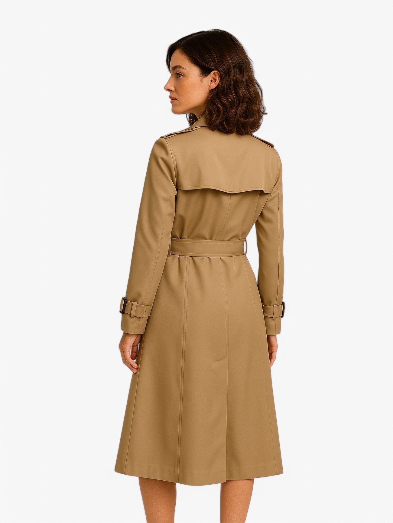 Women's Classic Vintage Slim Trenchcoat Coat with Adjustable Belt