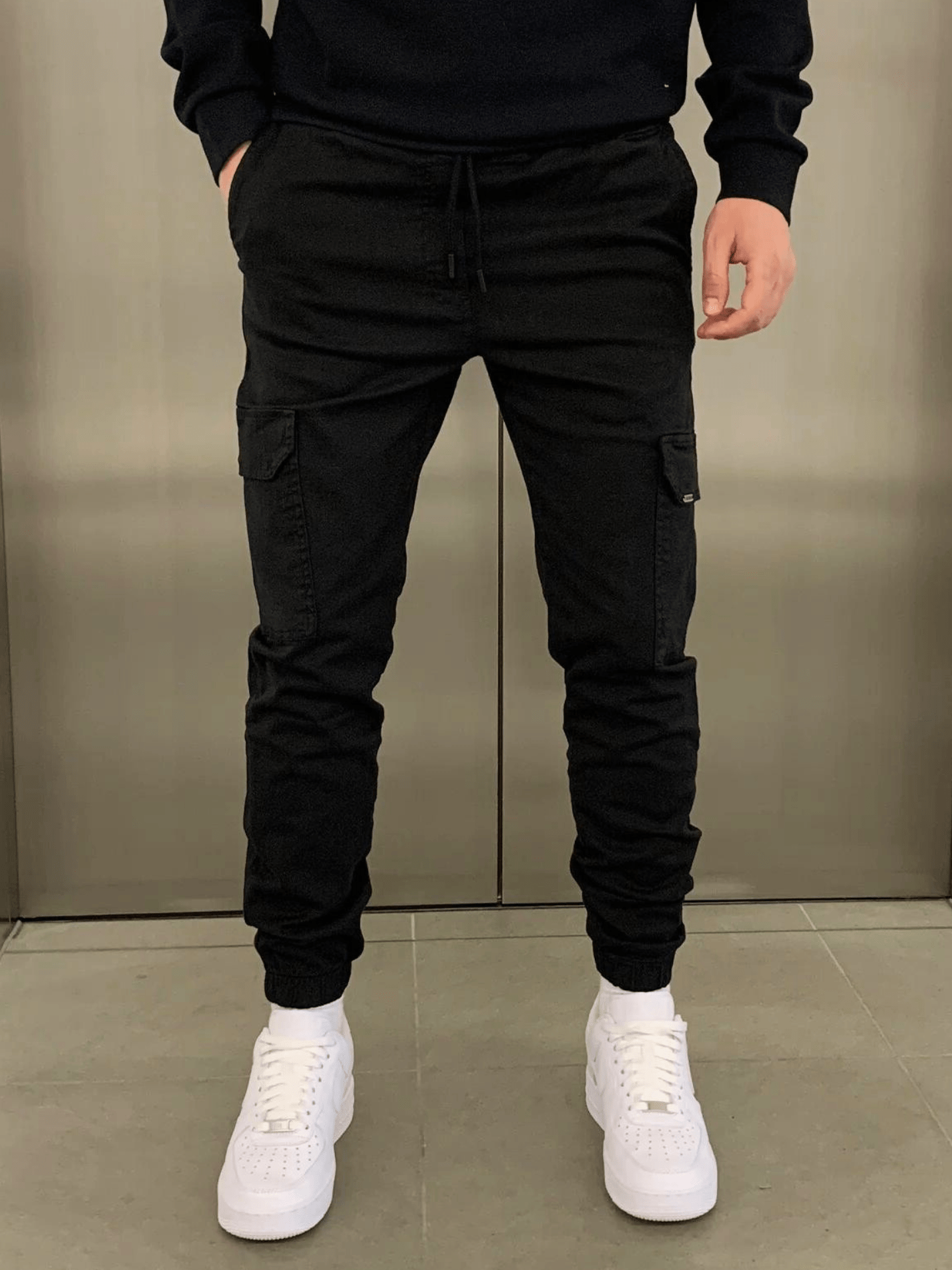 Slim Fit Cargo Pants - Drawstring Waist