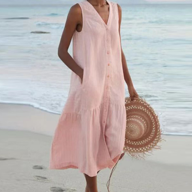 Women's Casual V-Neck Summer Maxi Dress