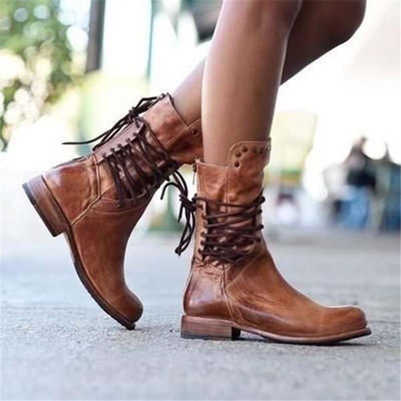 Walking Work Wide Calf Boots - Stud Detail Design
