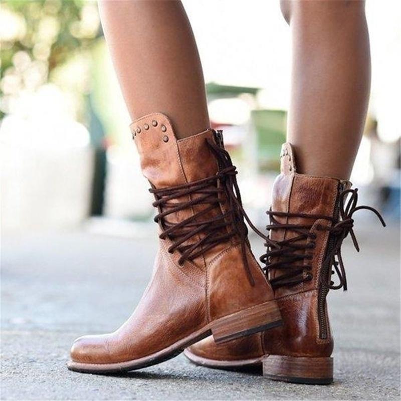 Walking Work Wide Calf Boots - Stud Detail Design