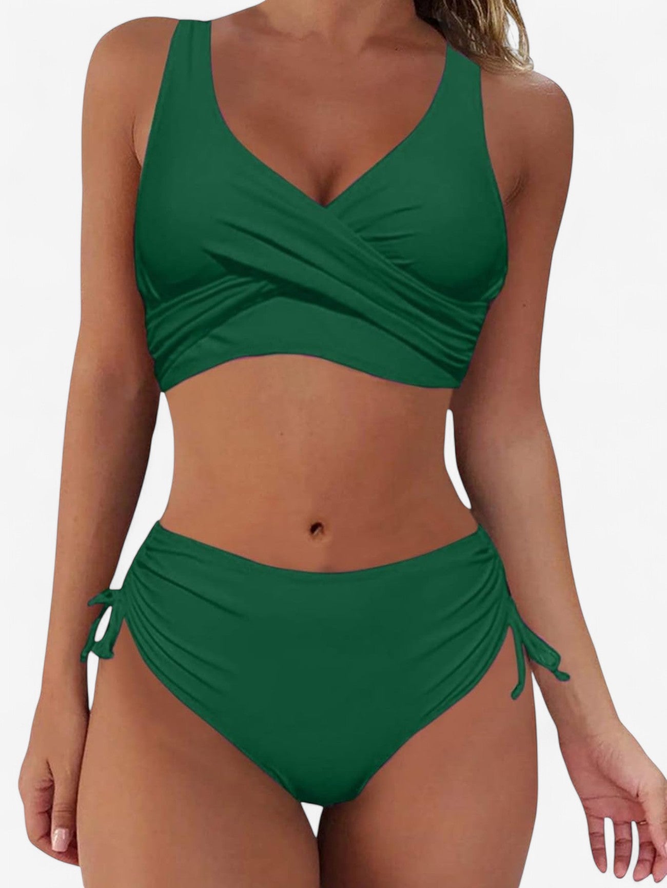 Women's 2 Piece Lace Up Back High Waisted Bikini Set
