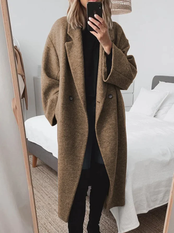 Oversized Long Coat | Relaxed Double Breasted Style