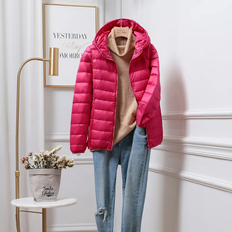 Puffer Jacket - Lightweight with Hooded Zip Front