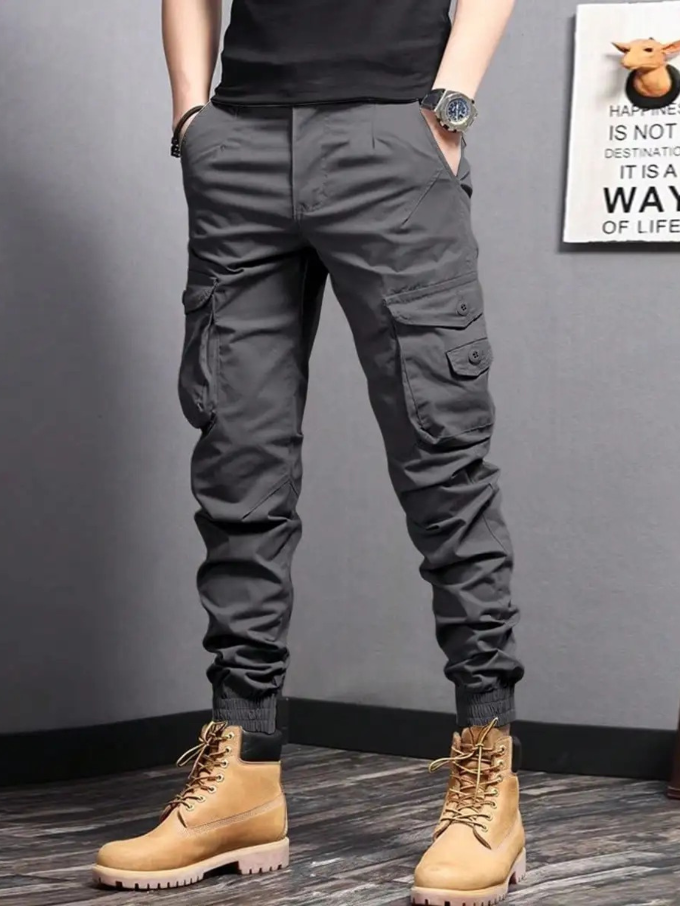 Cargo Trousers - Tapered Fit with Pocket Detail
