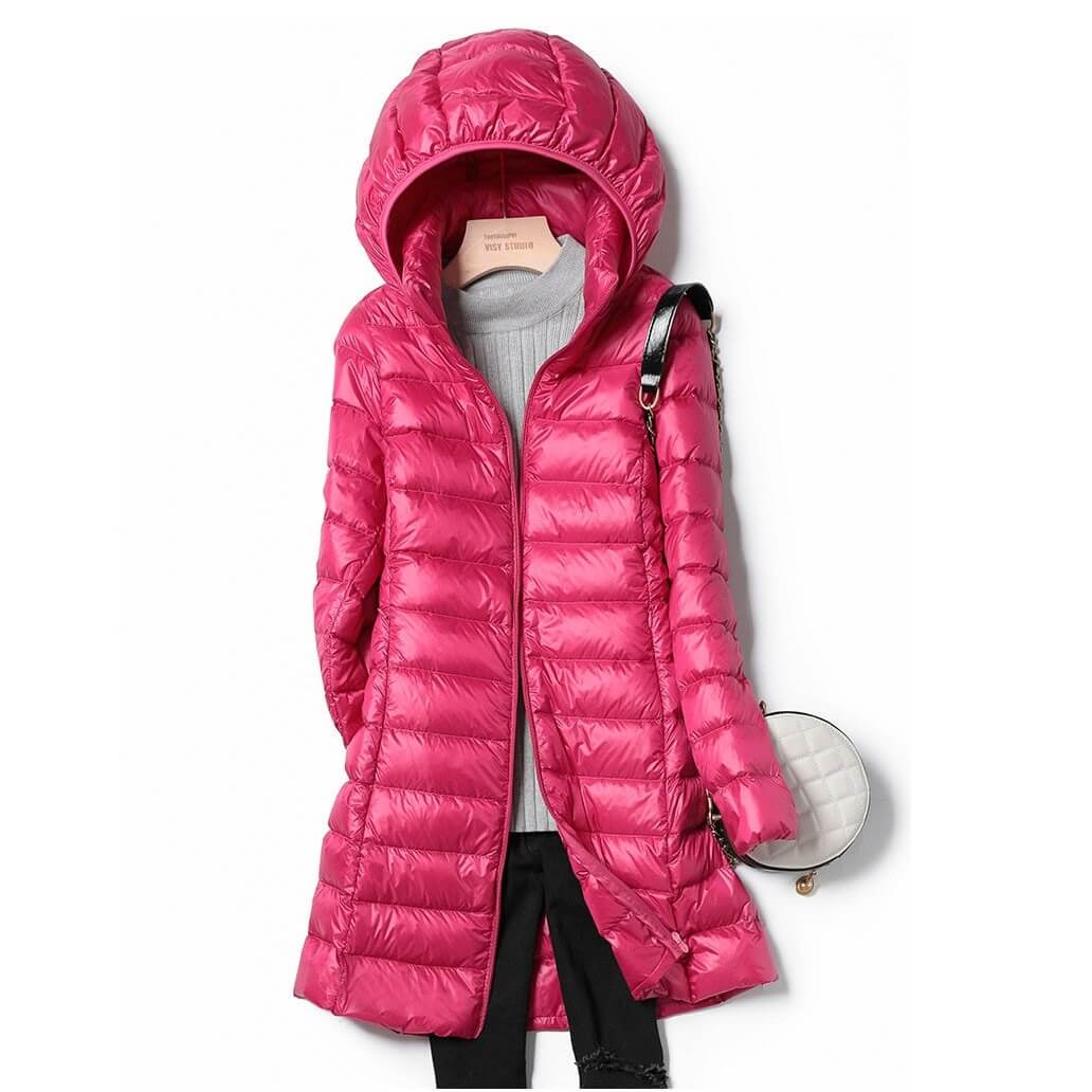 Puffer Coat - Hooded Longline Style for Winter Layering