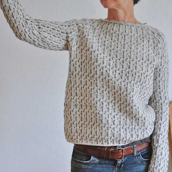 Round Neck Knit Jumper - Relaxed Fit with Textured Pattern