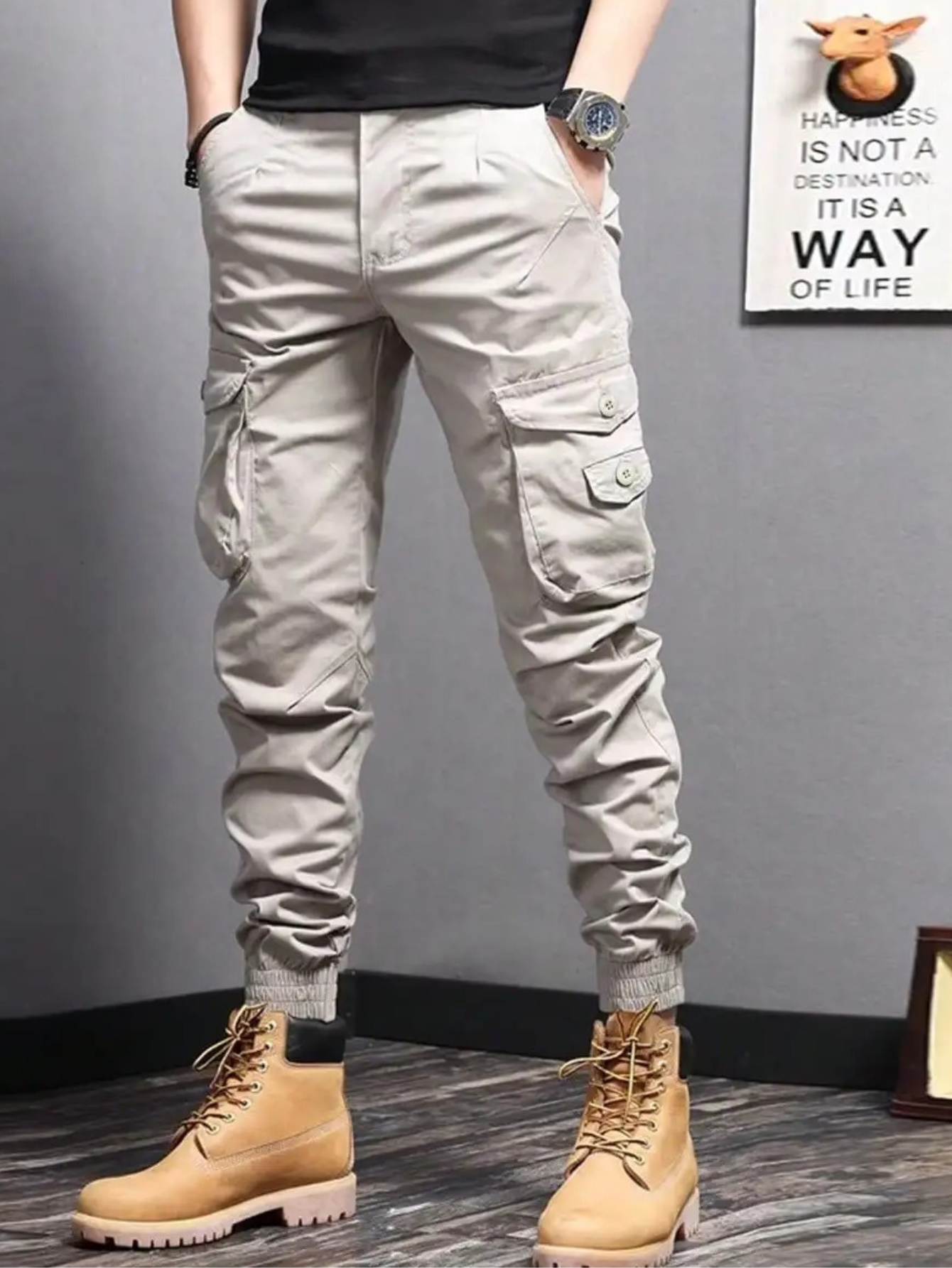 Cargo Trousers - Tapered Fit with Pocket Detail