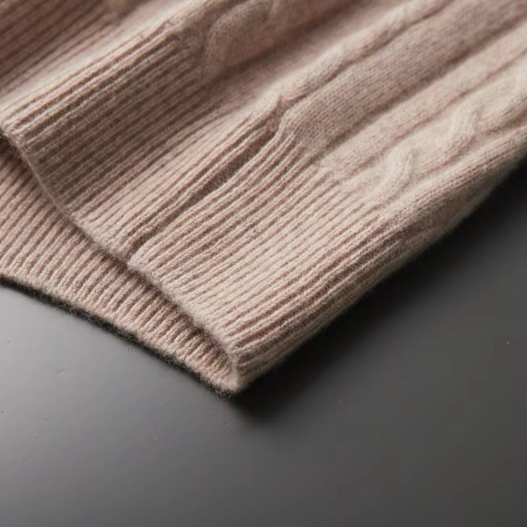 Half Zip Jumper – Cable Knit with Ribbed Collar