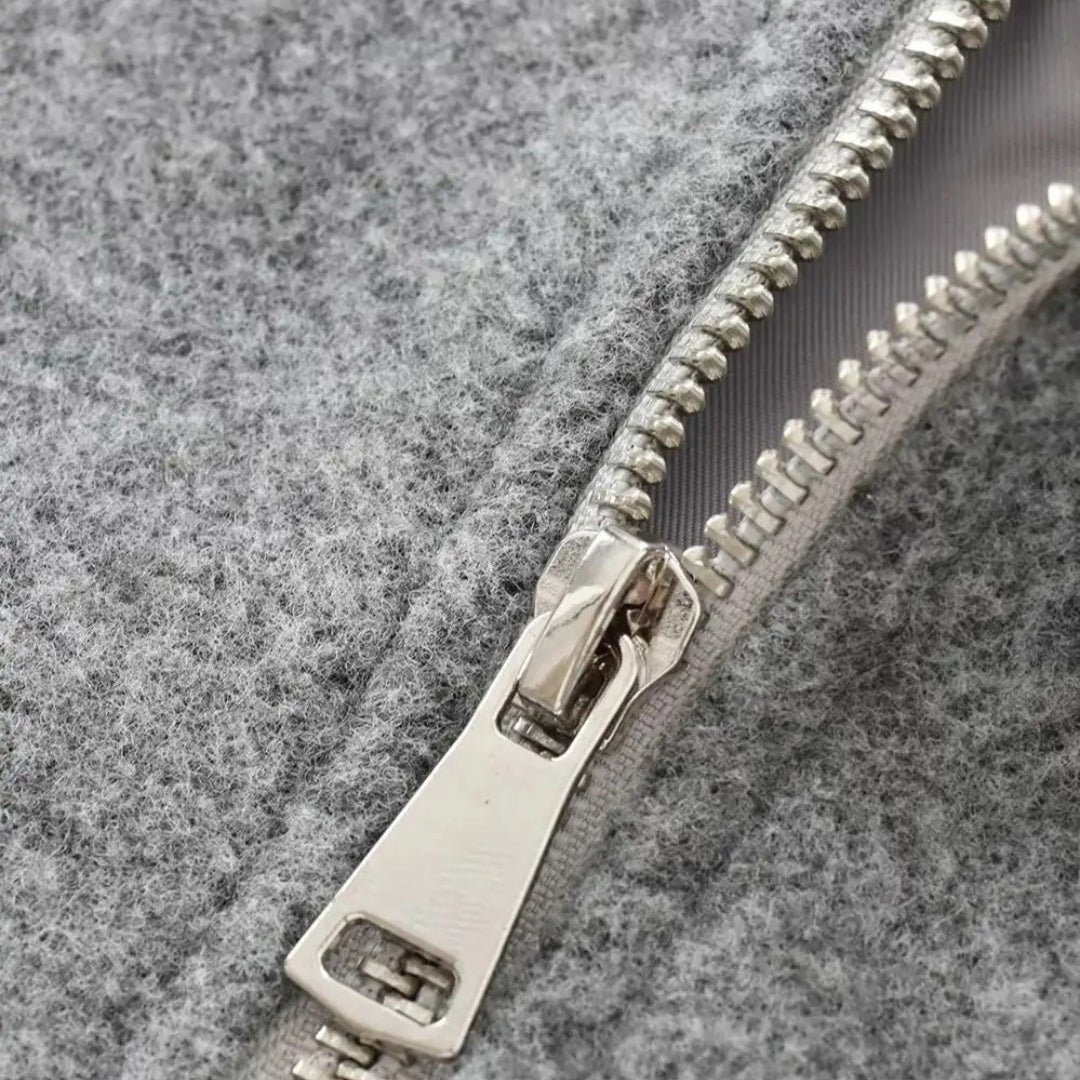 Cropped Bomber Jacket - Zip Front with Balloon Sleeves