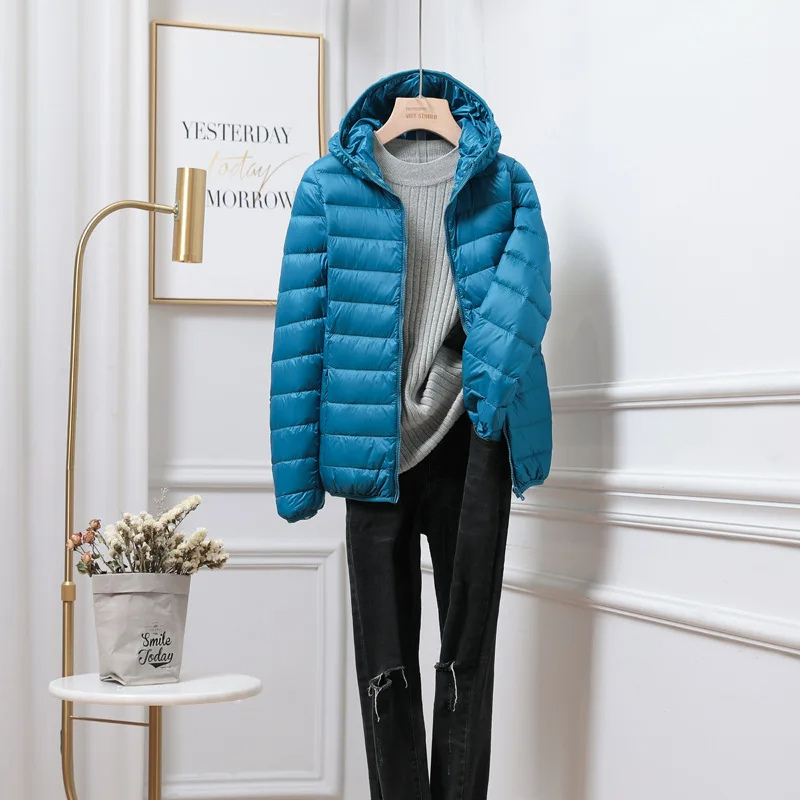 Puffer Jacket - Lightweight with Hooded Zip Front