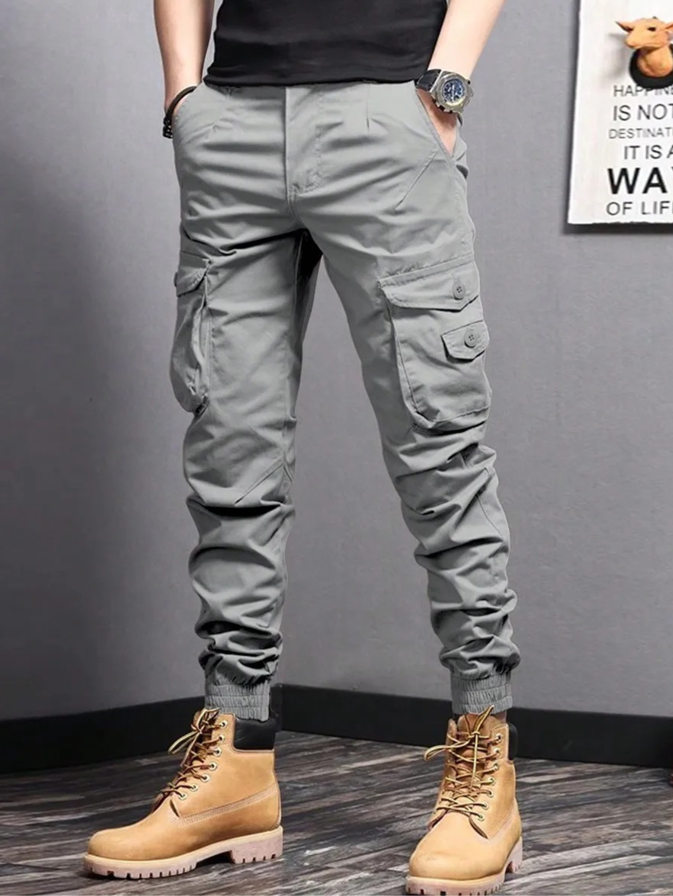 Cargo Trousers - Tapered Fit with Pocket Detail