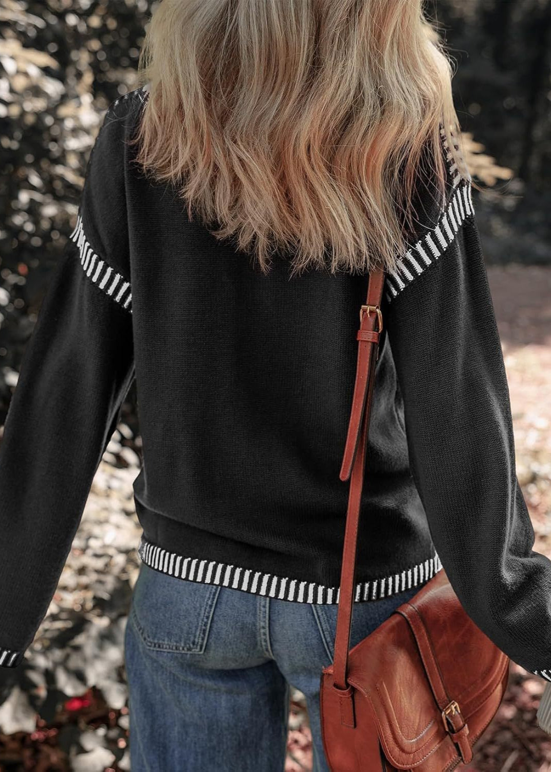Knit Pullover | Long Sleeve Contrast Trim