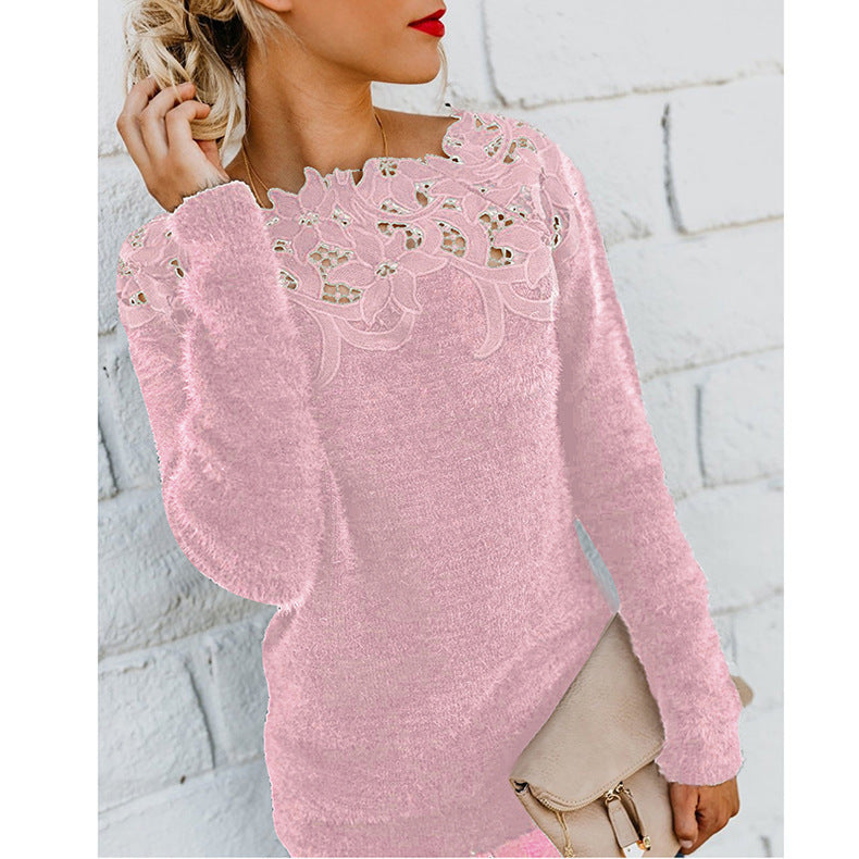 Women's Long Sleeve Lace Knit Top