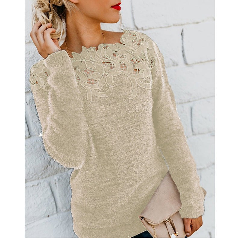 Women's Long Sleeve Lace Knit Top