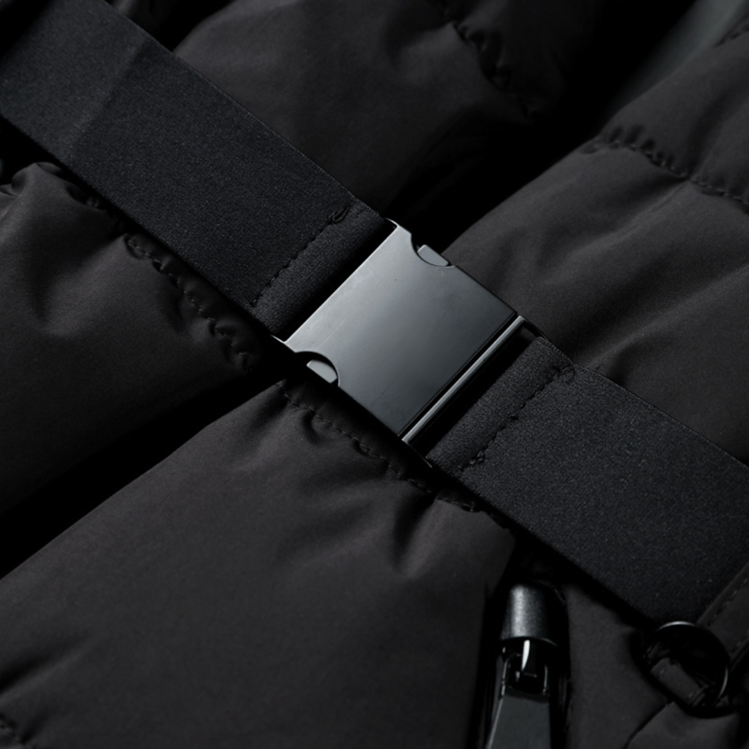 Puffer Jacket - Belted Winter Style with High Neck