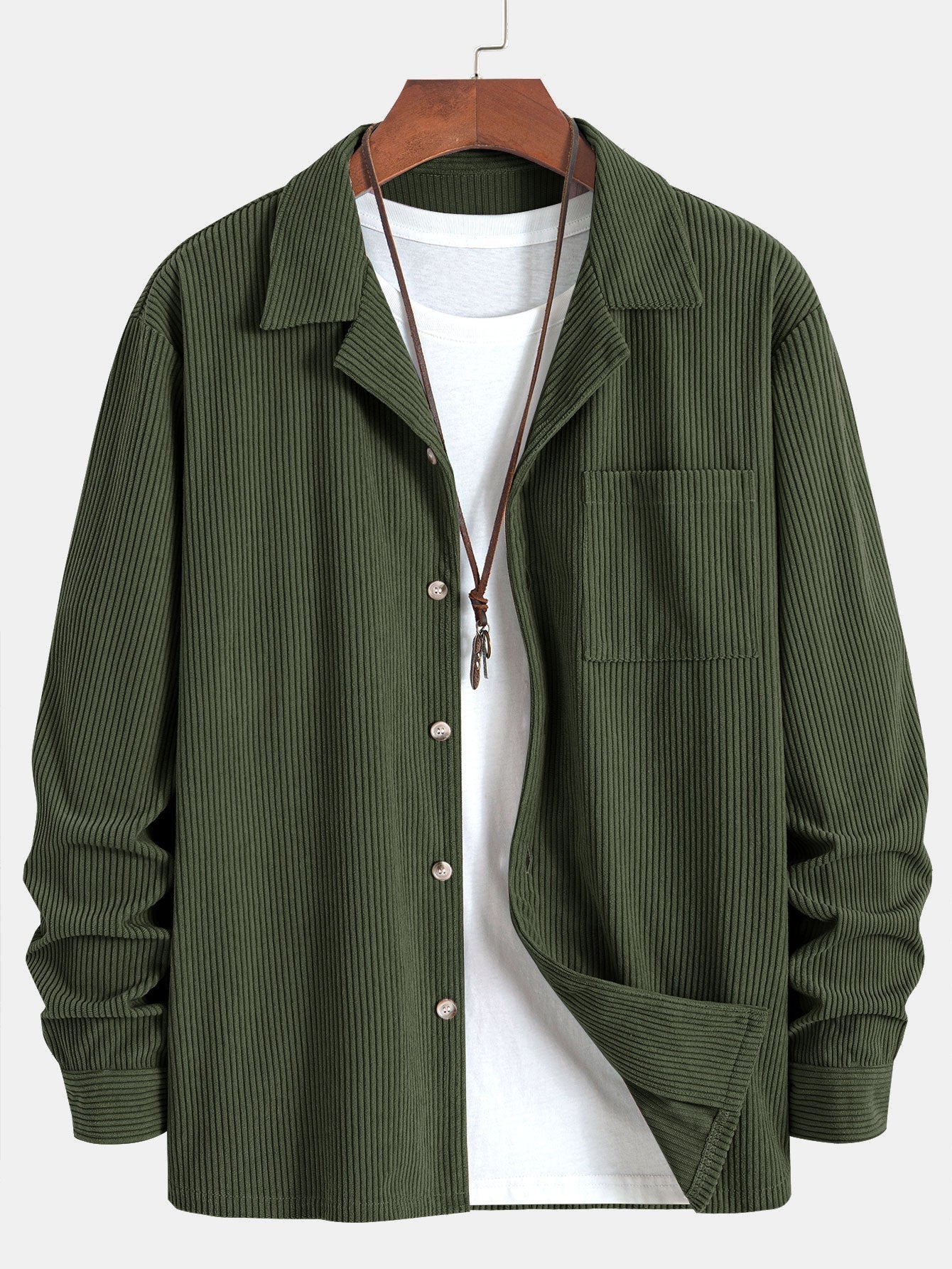 Open Collar Shirt | Long Sleeve Button Down