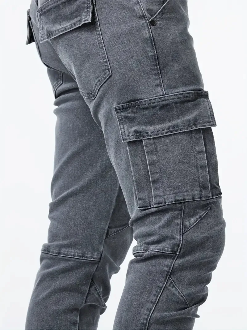 Slim Fit Cargo Jeans - Stretch Tapered Style