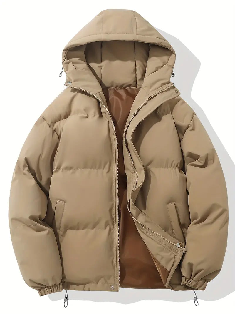 Puffer Jacket - Hooded Zip Front for Cold Weather