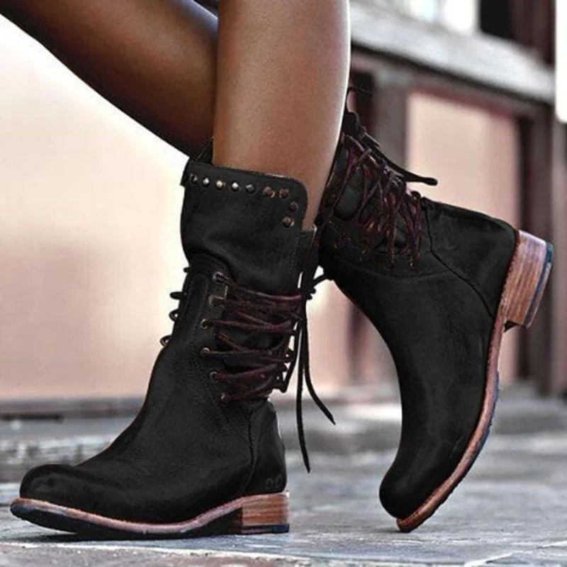 Walking Work Wide Calf Boots - Stud Detail Design