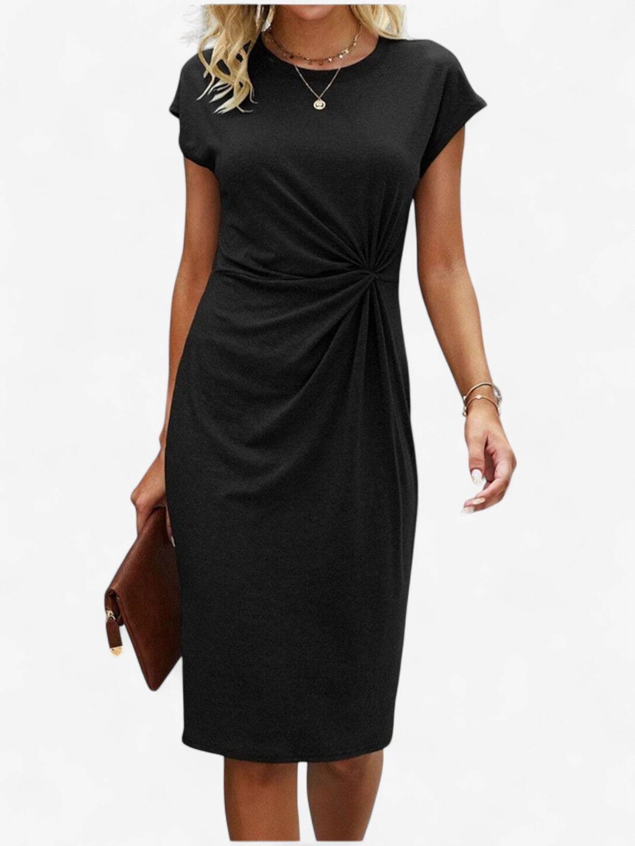 Women’s Ruched Formal Wrap Bodycon Midi Dress