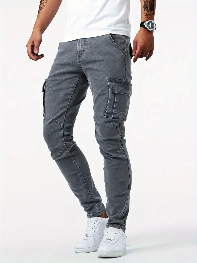 Slim Fit Cargo Jeans - Stretch Tapered Style