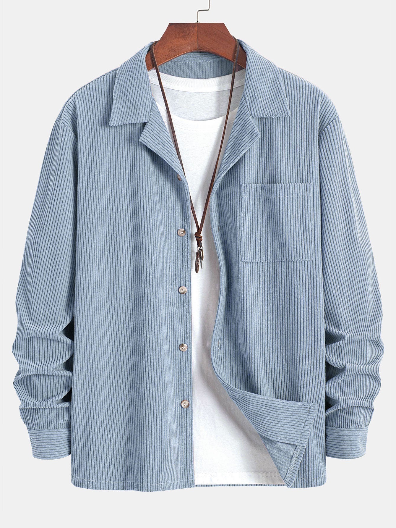 Open Collar Shirt | Long Sleeve Button Down
