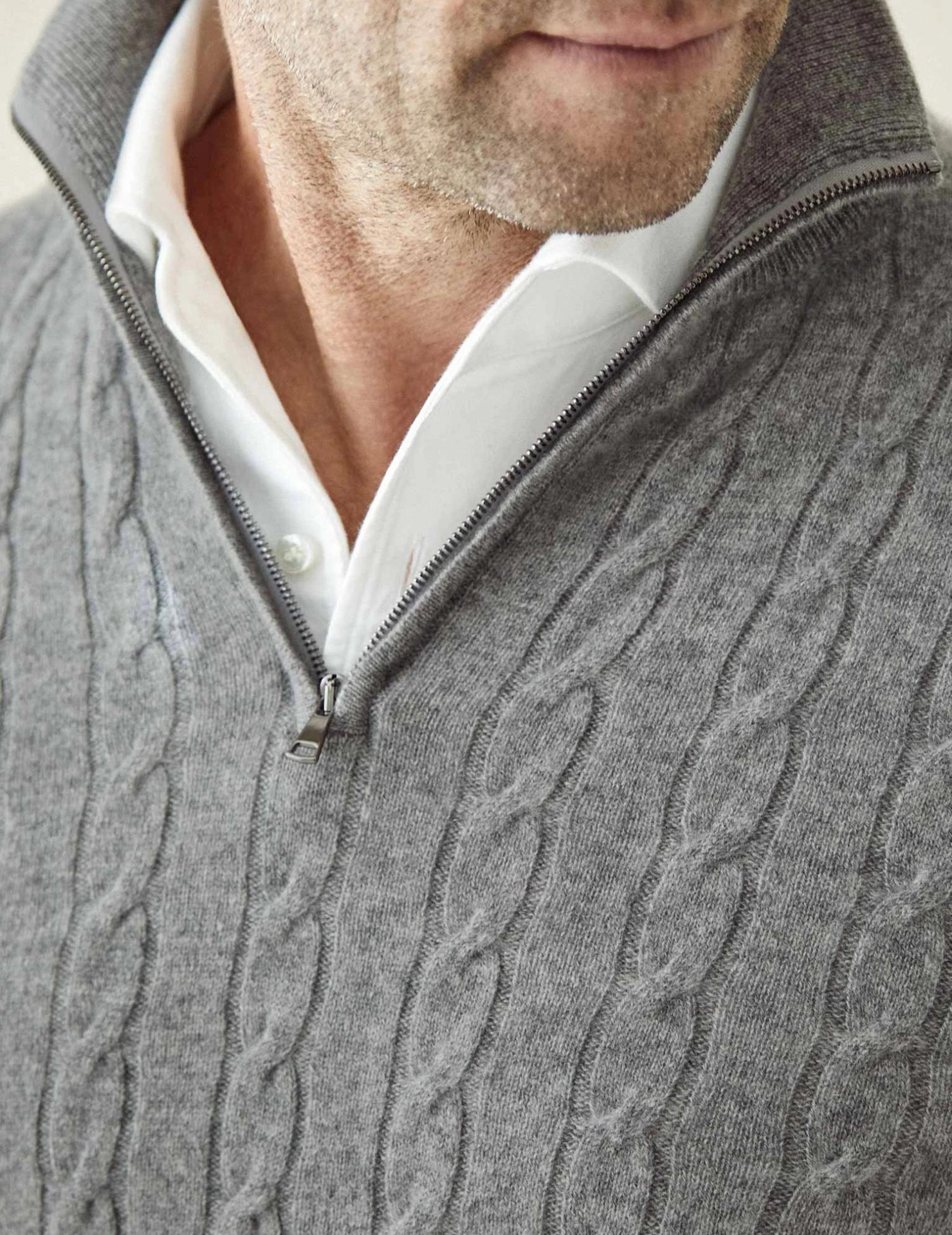 Half Zip Cable Knit Jumper - Classic Fit Pullover