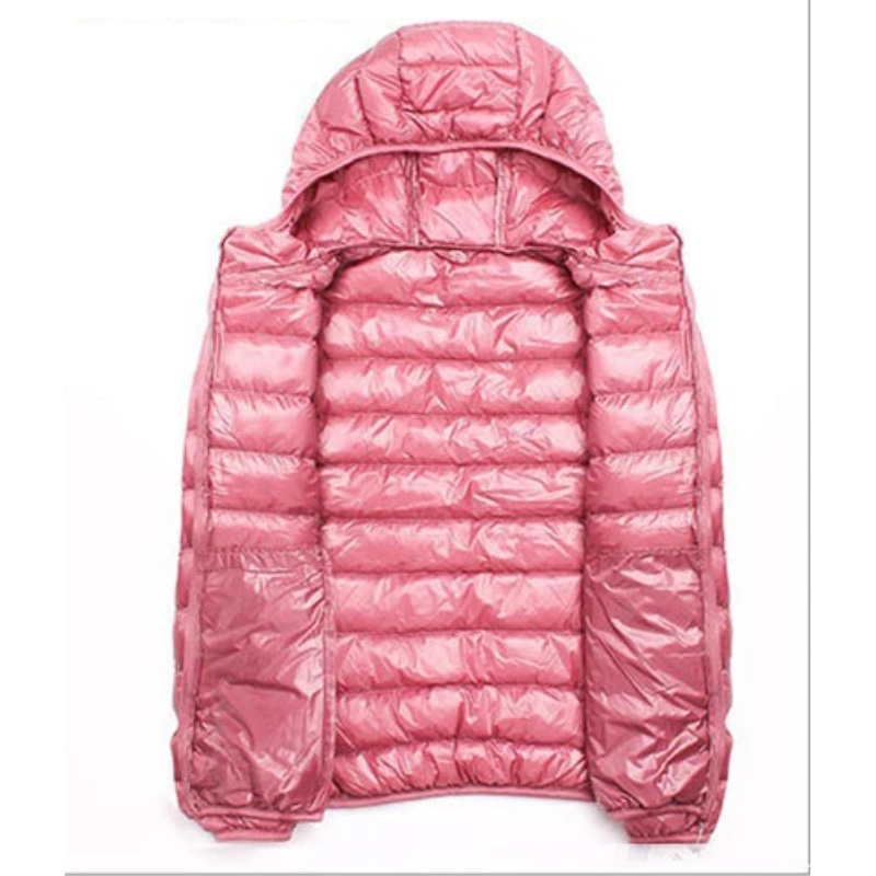 Puffer Jacket - Lightweight with Hooded Zip Front
