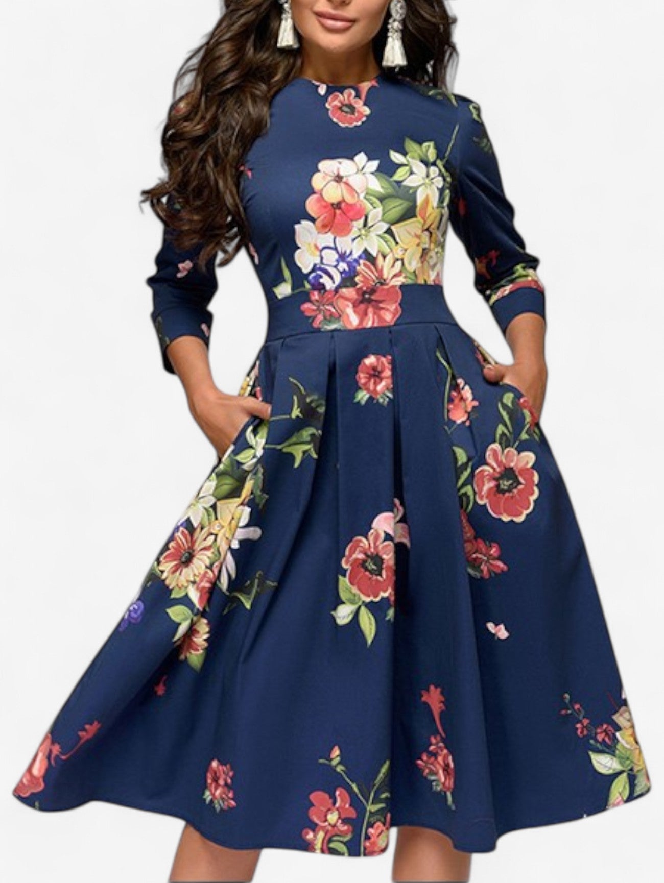 Women’s Summer Wedding Guest Formal Floral Midi Dress