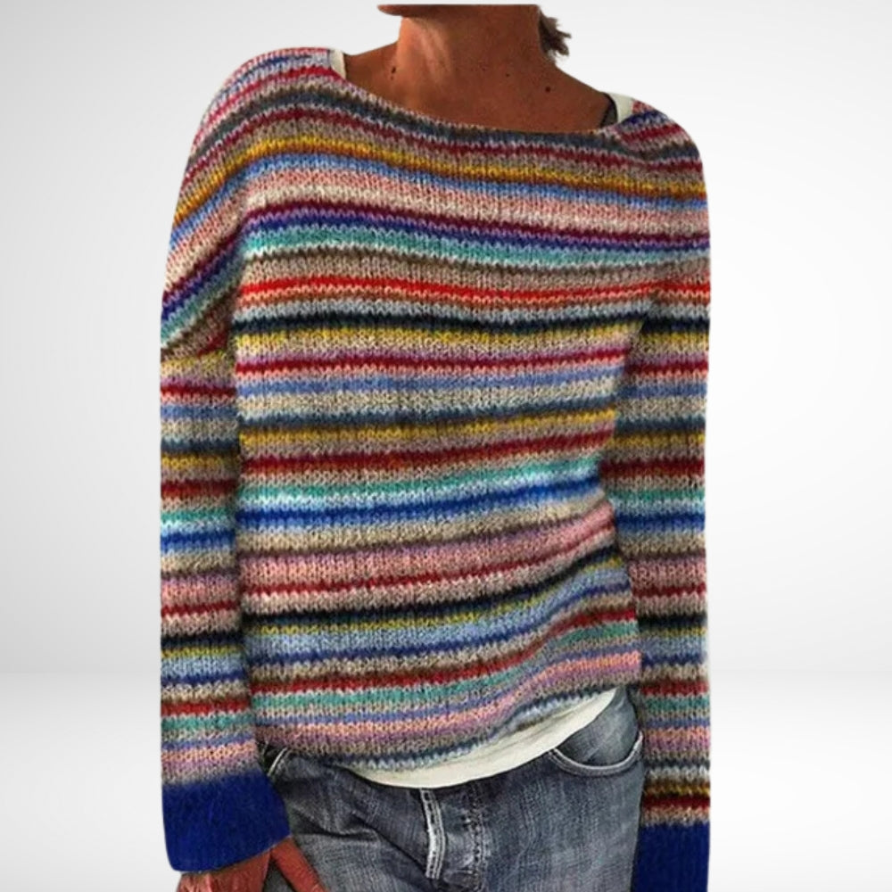 Knitted Pullover | Crew Neck with Striped Pattern