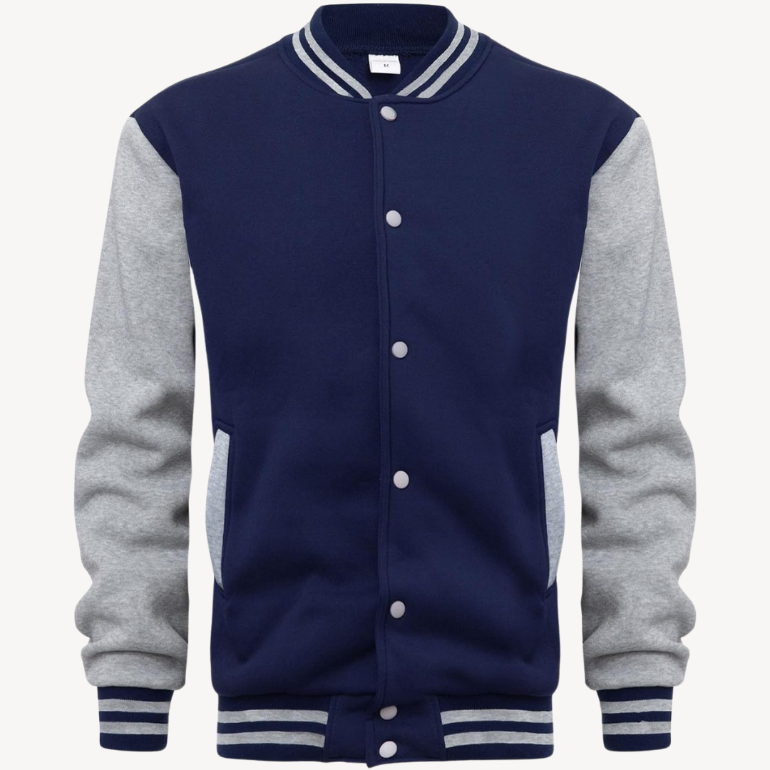 Varsity Jacket - Snap Front with Ribbed Trim
