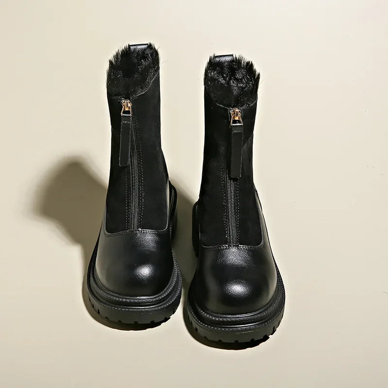 Ankle Boots | Front Zip with Fur Trim