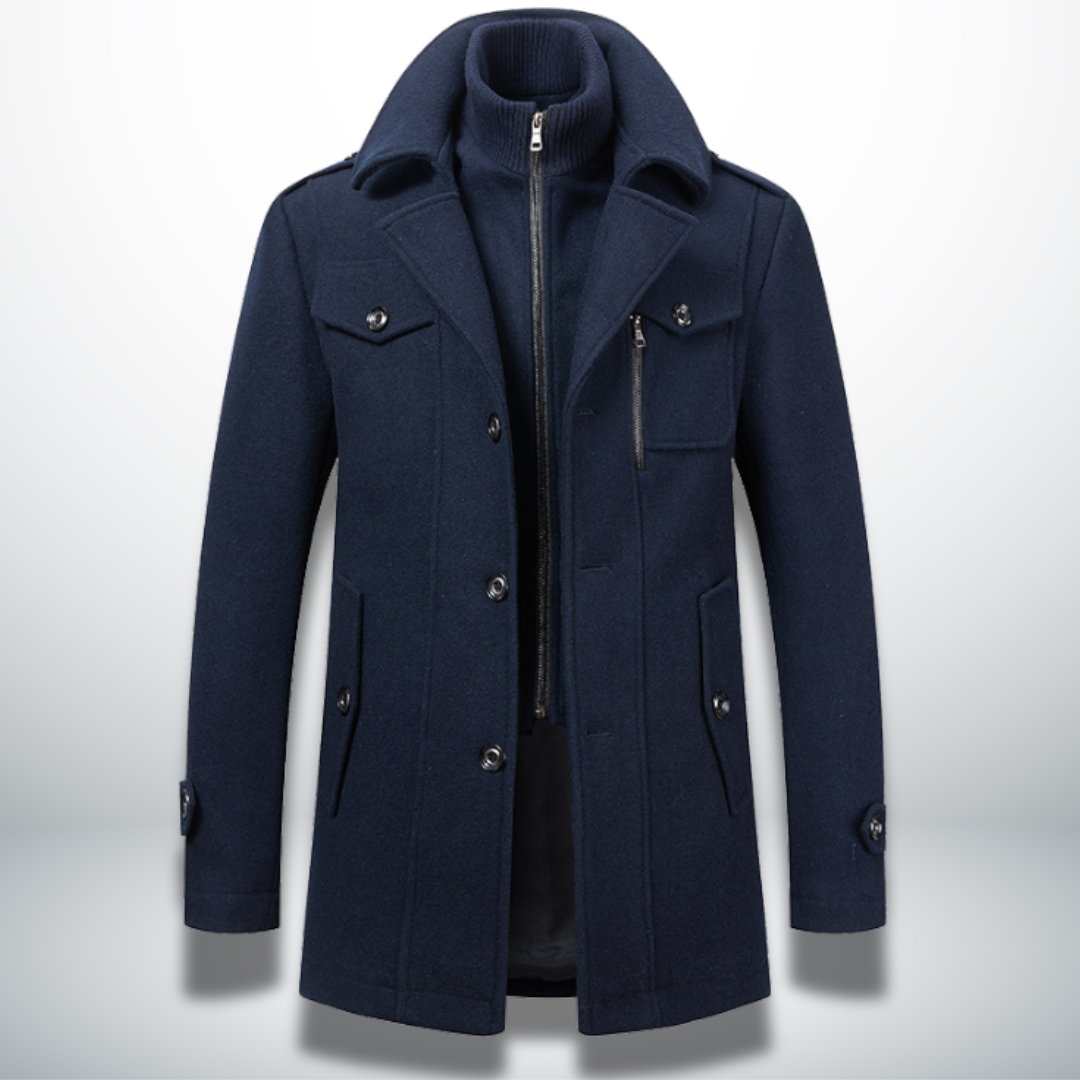 Trench Long Overcoat - Single Breasted with Multiple Pockets
