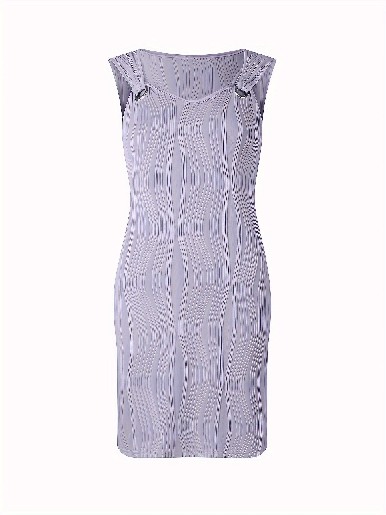 Sleeveless Mini Dress - V Neck with Side Split