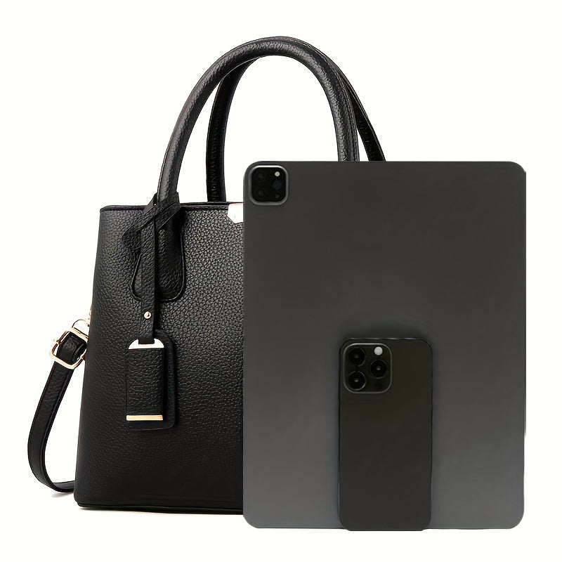 Handbag - Structured Shoulder Bag with Strap Detail