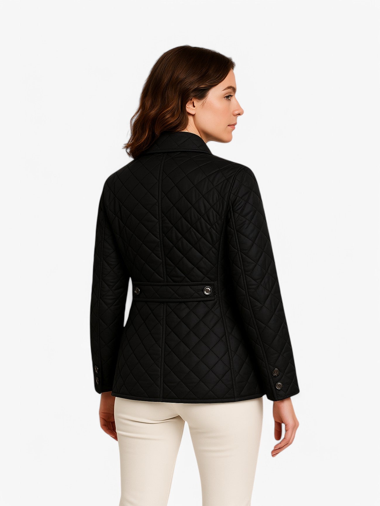 Women's Quilted Diamond Pattern Button Up Jacket