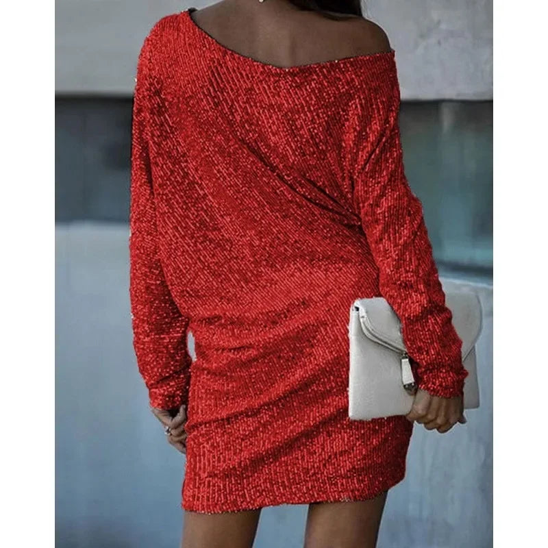 Sequin Mini Dress - Long Sleeve with Relaxed Fit