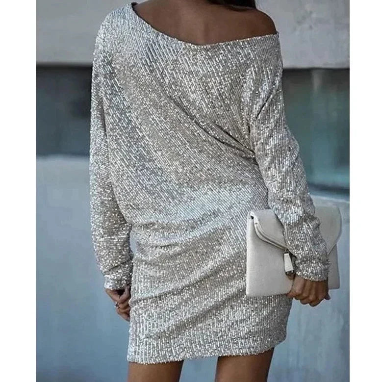 Sequin Mini Dress - Long Sleeve with Relaxed Fit