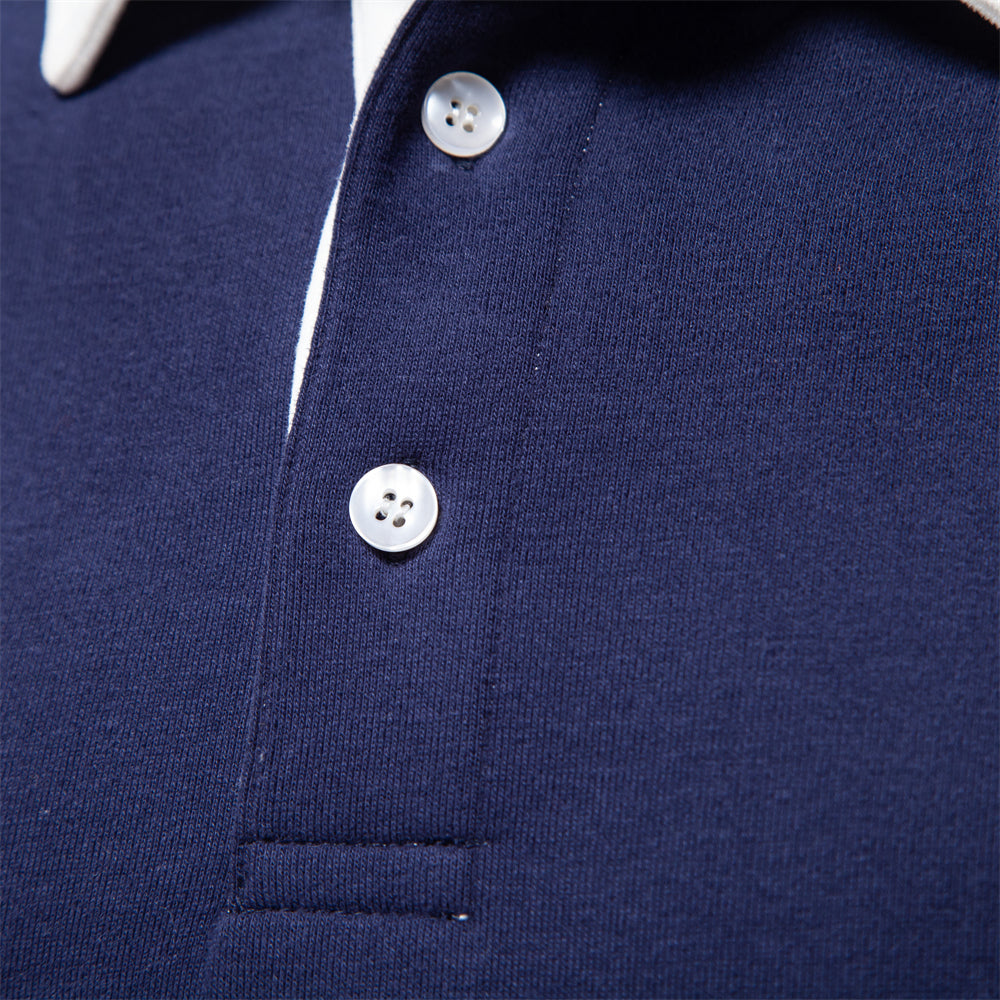 Polo Neck Sweatshirt - Long Sleeve Relaxed Fit