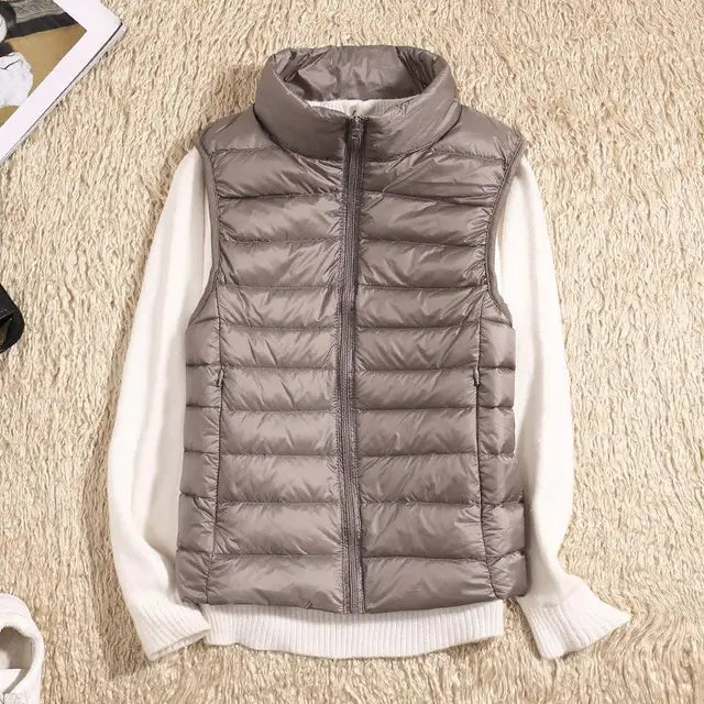 Puffer Gilet - Sleeveless Zip Front Casual Layer