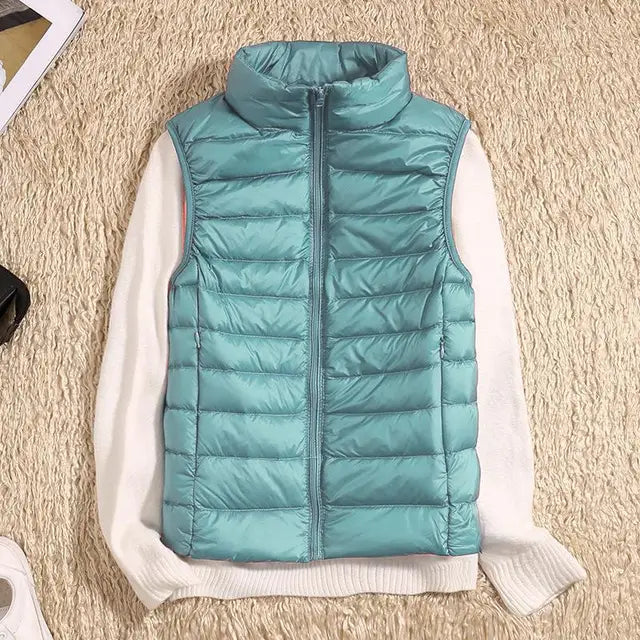 Puffer Gilet - Sleeveless Zip Front Casual Layer