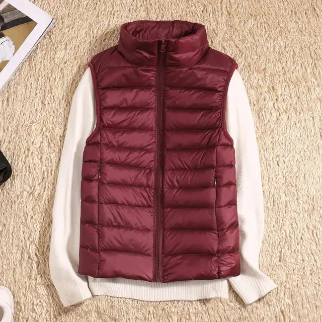 Puffer Gilet - Sleeveless Zip Front Casual Layer