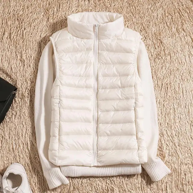 Puffer Gilet - Sleeveless Zip Front Casual Layer