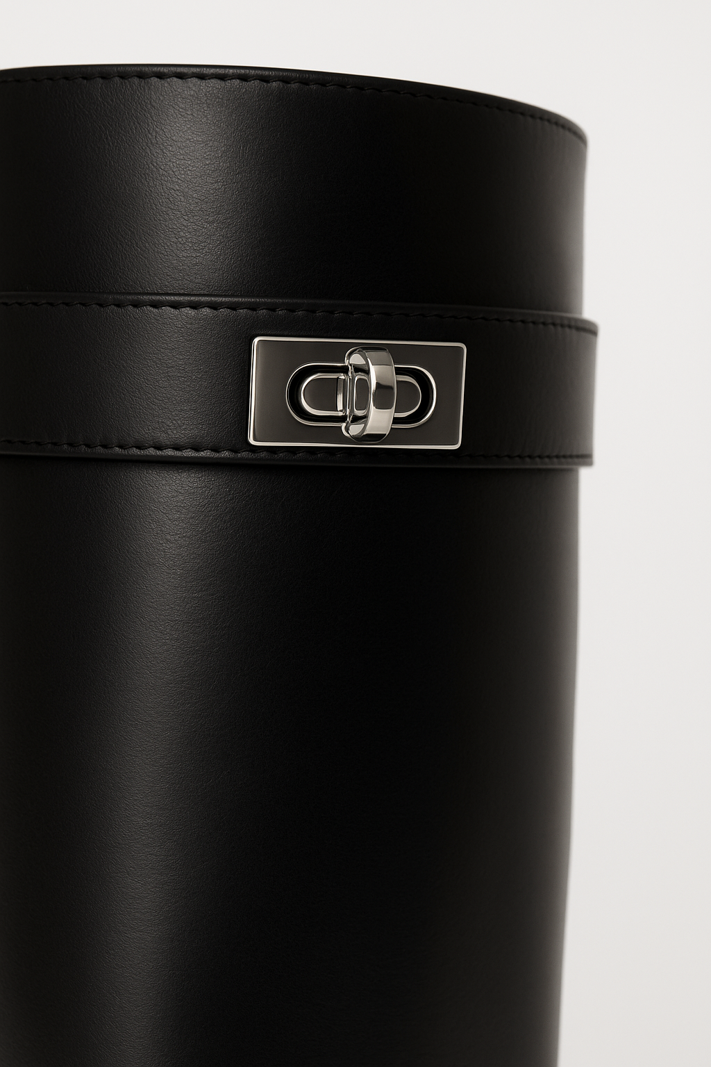 Knee High Wedge Boots - Sleek Turn Lock Detail
