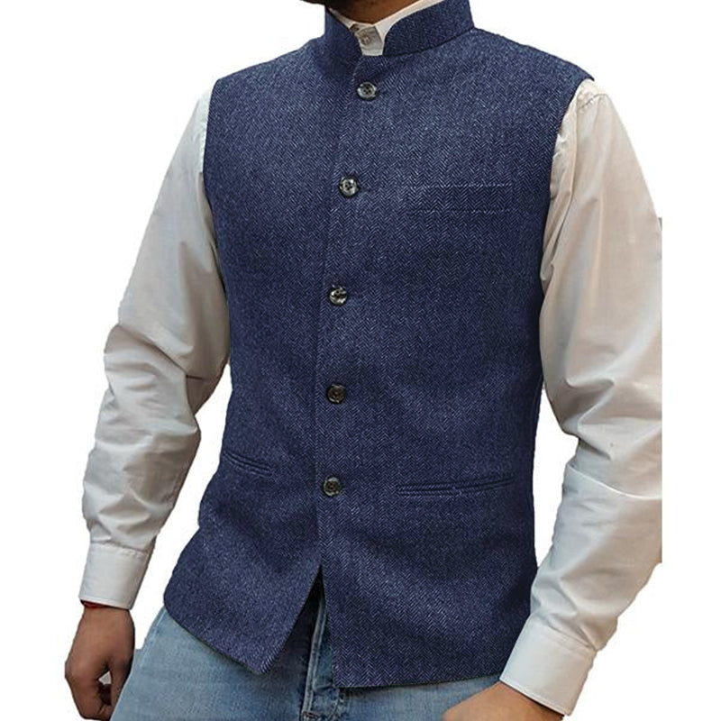 Stand Collar Vest | Button Front Classic Style